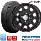 送料無料 デイトナ 14インチ スタッドレス タイヤ ホイール 4本セット 155/65R14トーヨー ギズ2 ブラック 黒 軽自動車 軽トラ GIZ2 5J +42 黒|タイヤ・ホイールセット|タイ
