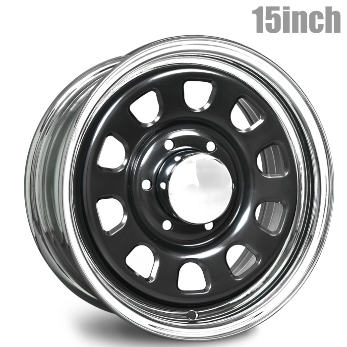 15インチ デイトナホイール 1本 【15×6.5J+38 6H PCD139.7】 ブラック
