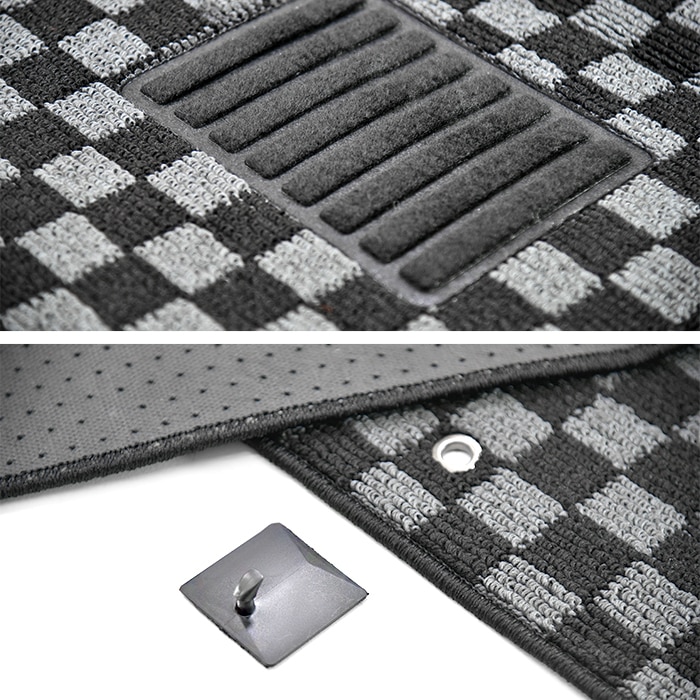 ワゴンR MH21S MH22S フロアマット チェック柄 2点セット ブラック