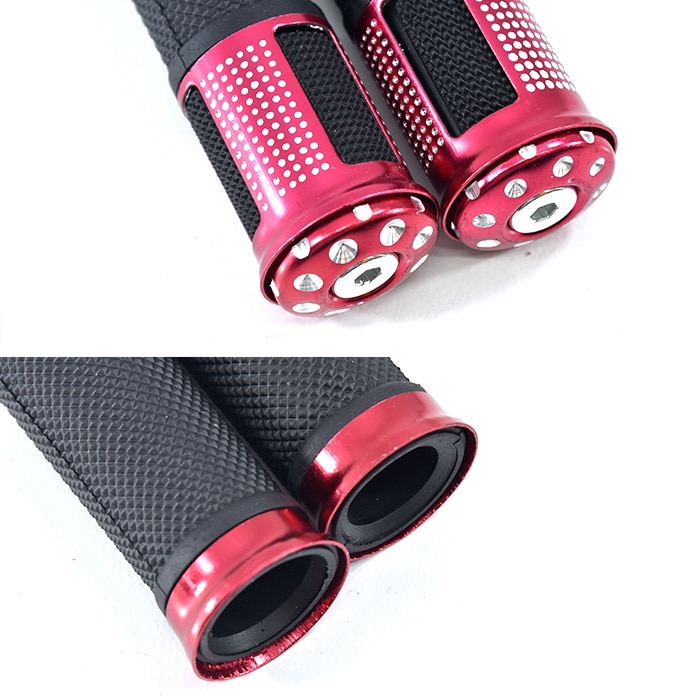 汎用 バイク アルミ サイド ミラー & グリップ セット レッド バック