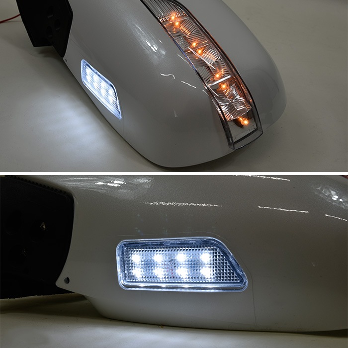 １円売り切り～ ハイエース 200 LSルック LEDウインカーミラー交換式 フットランプ付き ホワイト ハイエース1〜4・5型用LEDウインカーミラー・シーケンシャルウインカー