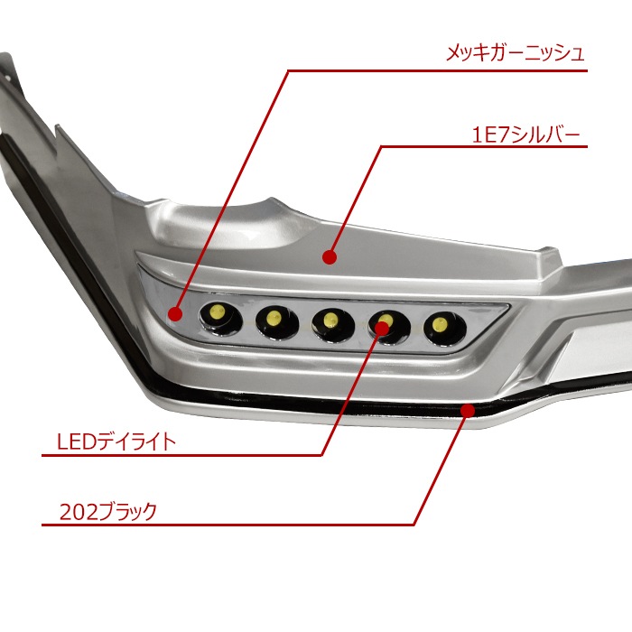HELIOS 200系ハイエース 4型～8型 標準 LEDフロントリップスポイラー