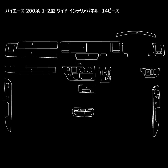 200系 ハイエース 1型 2型 ワイド 茶木目 インテリア 3点セット