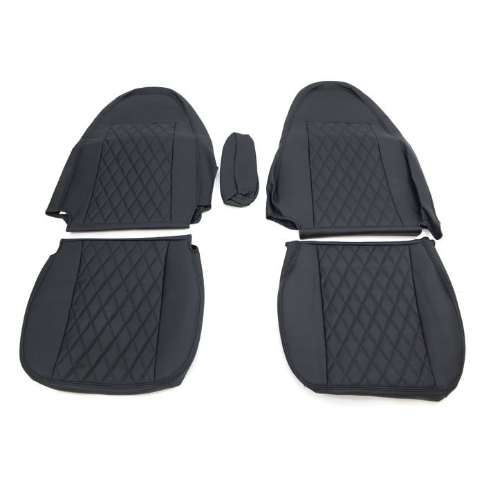 ★ シートカバー/ブラックステッチ★三菱ふそう スーパーグレート H14/3～H19/3 運転席＋助手席セット（TS-F010-D）