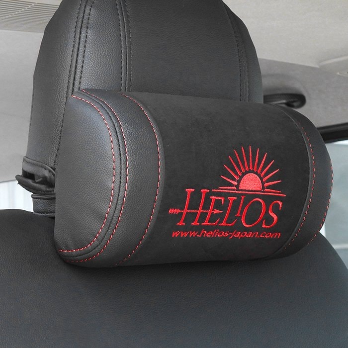 HELIOS レザー ネックパッド 2個セット 汎用 ブラック×ステッチレッド 