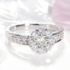 pt900 フラワー ダイヤモンド リング【1.0ct】