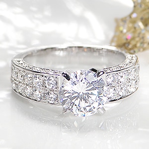 pt950 中石大粒1.5カラット【H-SI2-Good】ダイヤモンド リング【2.5ct】