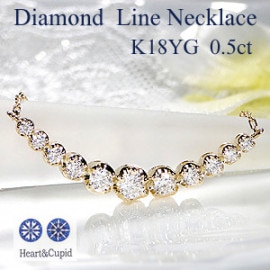 K18YG ハートアンドキューピット ダイヤモンド  ネックレス ペンダント【0.50ct】
