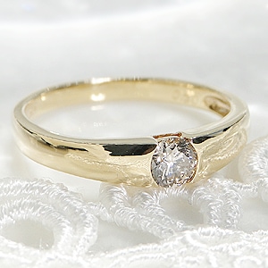 K18YG 一粒ダイヤモンドリング【0.3ct】☆大粒ダイヤ！