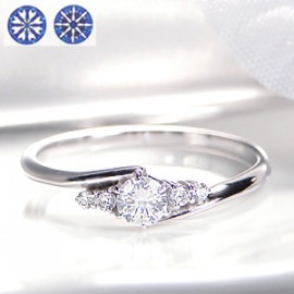 pt950【0.26ct】ハート＆キューピッド ダイヤモンド ウェーブ リング