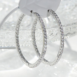 K18WG 【1.0ct】ダイヤモンド中折れフープピアス【27mm】