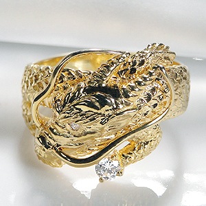 K18YG ダイヤ入り ドラゴン リング　csr0232-18y