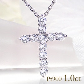 Pt900【1.00ct】ダイヤモンド クロス ネックレス　csn00109