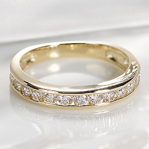 K18YG SIクラス レール留 ダイヤモンドエタニティ リング【0.7ct】