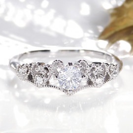 pt950 ティアラ ダイヤモンド リング【0.33ct】