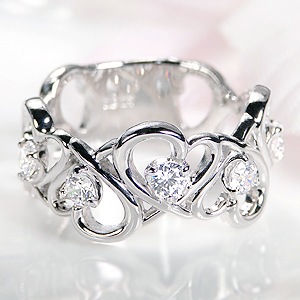 pt900 オープンハート ダイヤモンド リング【0.5ct】