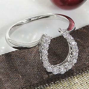 pt900 ホースシュー ダイヤモンド リング☆幸福を招くお守りリング！