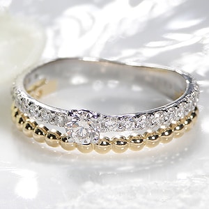 ダイヤモンド 2連 リング【0.50ct】pt900/K18YG