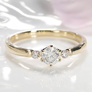 一粒 ダイヤモンドリング【0.36ct】 ロマンチックリングK18YG　csr0082-18y