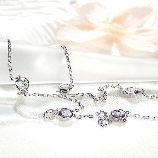 【0.7ct】ダイヤモンド ステーション ネックレスPt900