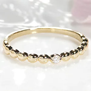 K18YG　一粒ダイヤモンドドット リング