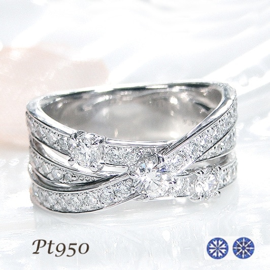 Pt950 ハート＆キューピッド ダイヤモンド リング 【0.98ct】鑑別カード・スコープ付