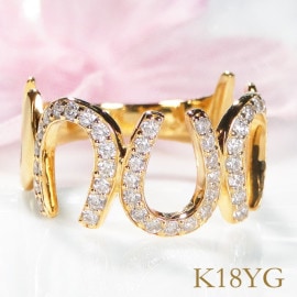 Pt950/K18YG 馬蹄 天然ダイヤモンド  リング【0.5ct】