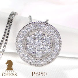 【Pt950/K18YG】【0.30ct】ダイヤモンド サークル デザインネックレス