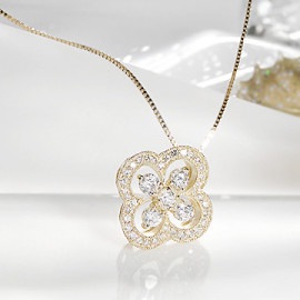 【特注用】K18YG 1.0ct ダイヤモンド クローバー イヤリング
