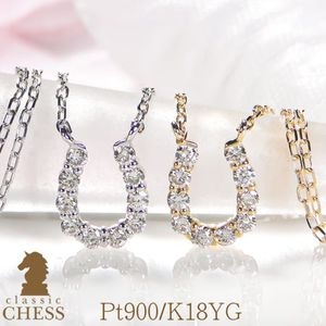 Pt900/K18YG 0.10ct ダイヤモンド 馬蹄 ネックレス【0.10ct 】