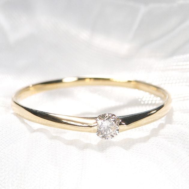 K18YG 一粒ダイヤモンド リング【0.1ct】 CSR0106-18Y