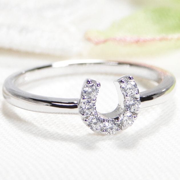 Pt900 馬蹄 ダイヤモンド ピンキーリング【0.10ct】 CSR0328-PT