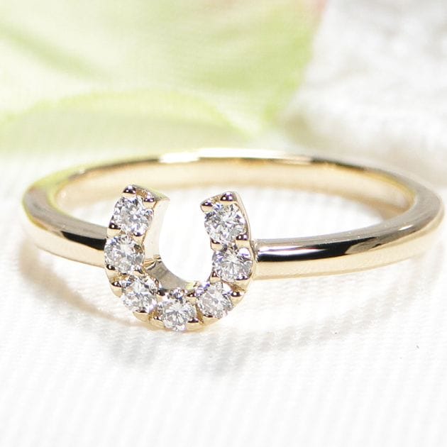 K18YG 馬蹄 ダイヤモンド ピンキーリング【0.10ct】 CSR0328-18Y