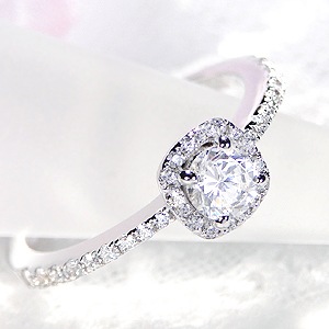 pt950 ハートアンドキューピッド ダイヤモンド リング