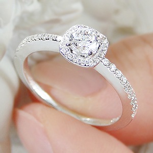 pt950 ハートアンドキューピッド ダイヤモンド リング