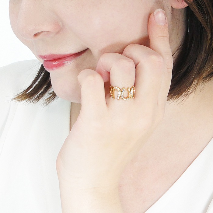 Pt950/K18YG 馬蹄 天然ダイヤモンド  リング【0.5ct】