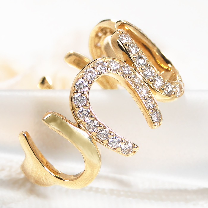 Pt950/K18YG 馬蹄 天然ダイヤモンド  リング【0.5ct】