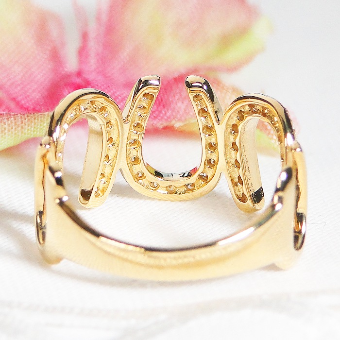 Pt950/K18YG 馬蹄 天然ダイヤモンド  リング【0.5ct】