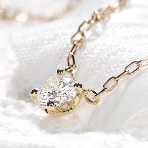 【値下げ中】一粒ダイヤモンドネックレス K18YG K18YG 一粒ダイヤモンドネックレス