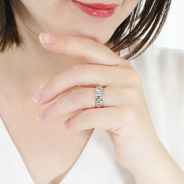 Pt950/K18YG/PG キルティングモチーフ リング