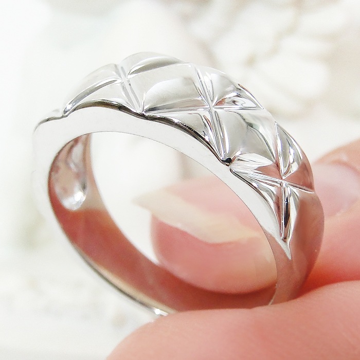 Pt950/K18YG/PG キルティングモチーフ リング