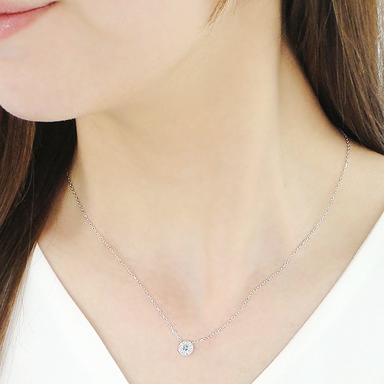 ブルーダイヤモンド 取り巻き ネックレス Pt950