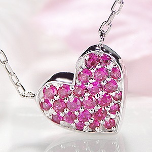 Pt900 ダイヤモンド/ルビー ハート リバーシブル ネックレス ペンダント