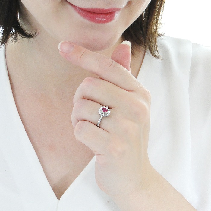 Pt950/K18YG ルビー ダイヤ リング