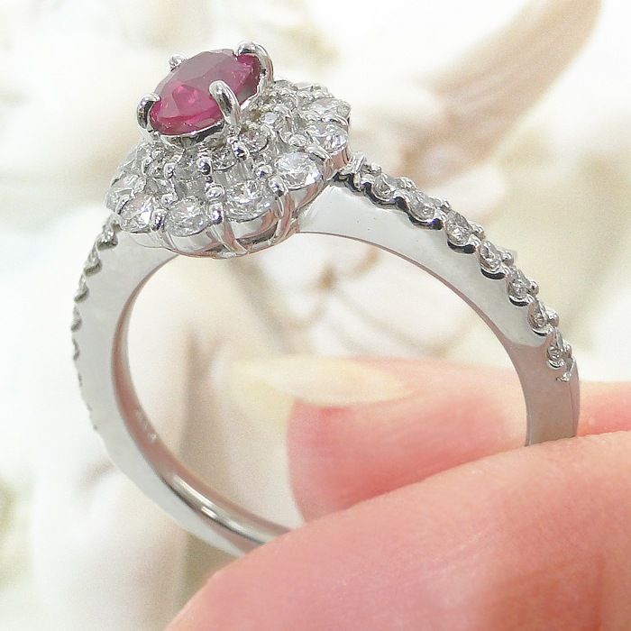 Pt950/K18YG ルビー ダイヤ リング