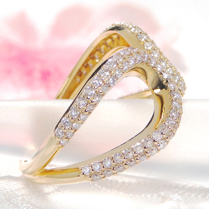 Pt950/K18YG ダイヤモンド リング【0.7ct】