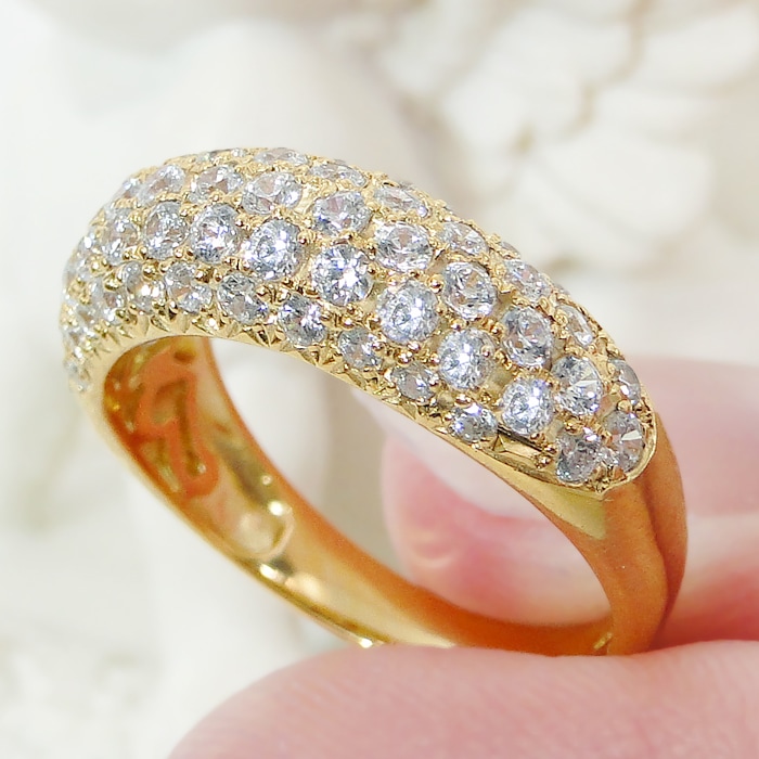 k18 YG ダイヤパヴェリング K18YG ダイヤモンド パヴェ リング【1.0ct】