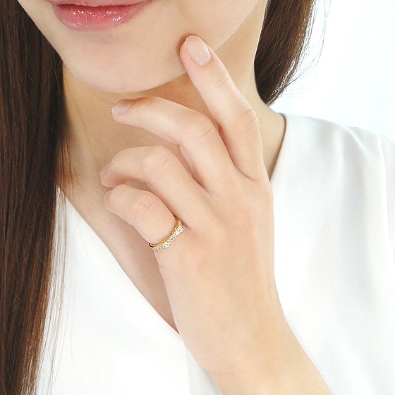 リボン ピンキーリング K18YG