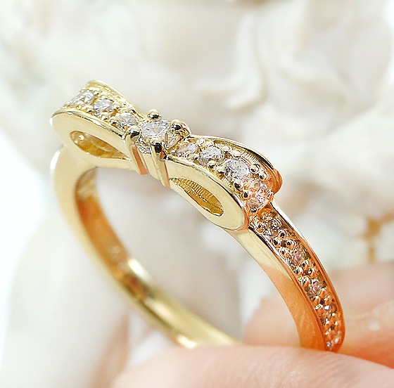 リボン ピンキーリング K18YG