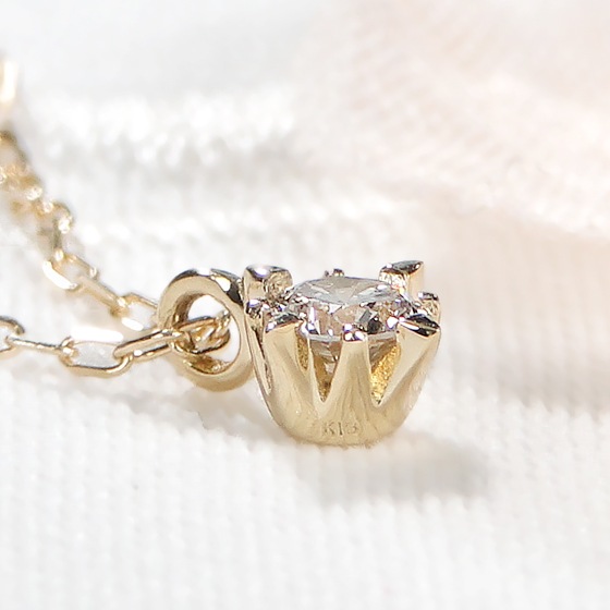 Pt900/K18YG【0.1ct】ハート＆キューピッドダイヤモンド ネックレス サザンクロス